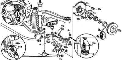  Снятие и установка сборки поворотного кулака Mercedes-Benz W140