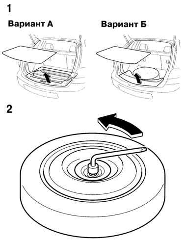 Извлечение запасного колеса (автомобили с кузовом «хетчбек»)