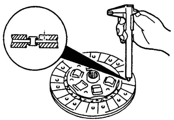 Измерение фрикционных накладок ведомого диска сцепления