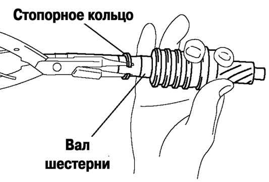 Снятие стопорного кольца вала шестерни