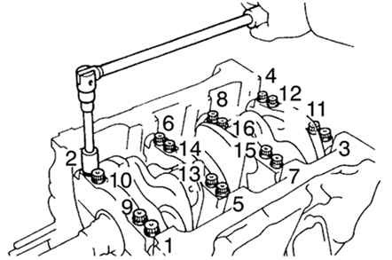 Извлечение болтов крепления крышек коренных подшипников