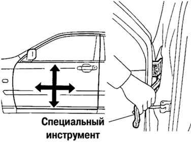 Регулировка продольно-вертикального положения передней двери