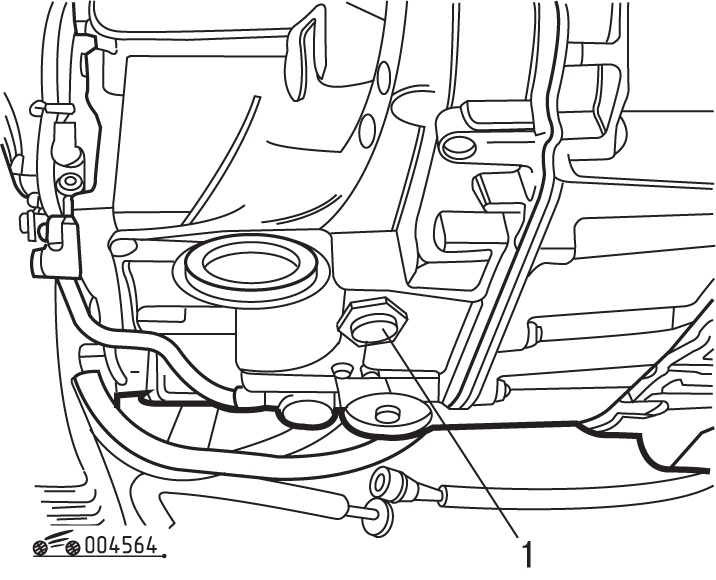 Расположение пробки слива масла из коробки передач Пежо 307